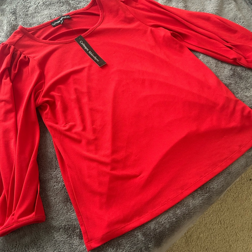 Red Long Sleeve top Catherine Malandrino NWT